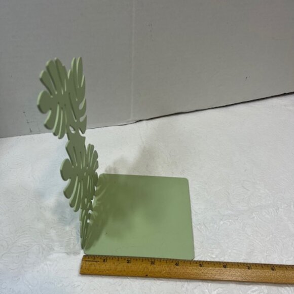 Light Green Metal Leaf Designed Book End Nature 8"x4.75" - Picture 8 of 8